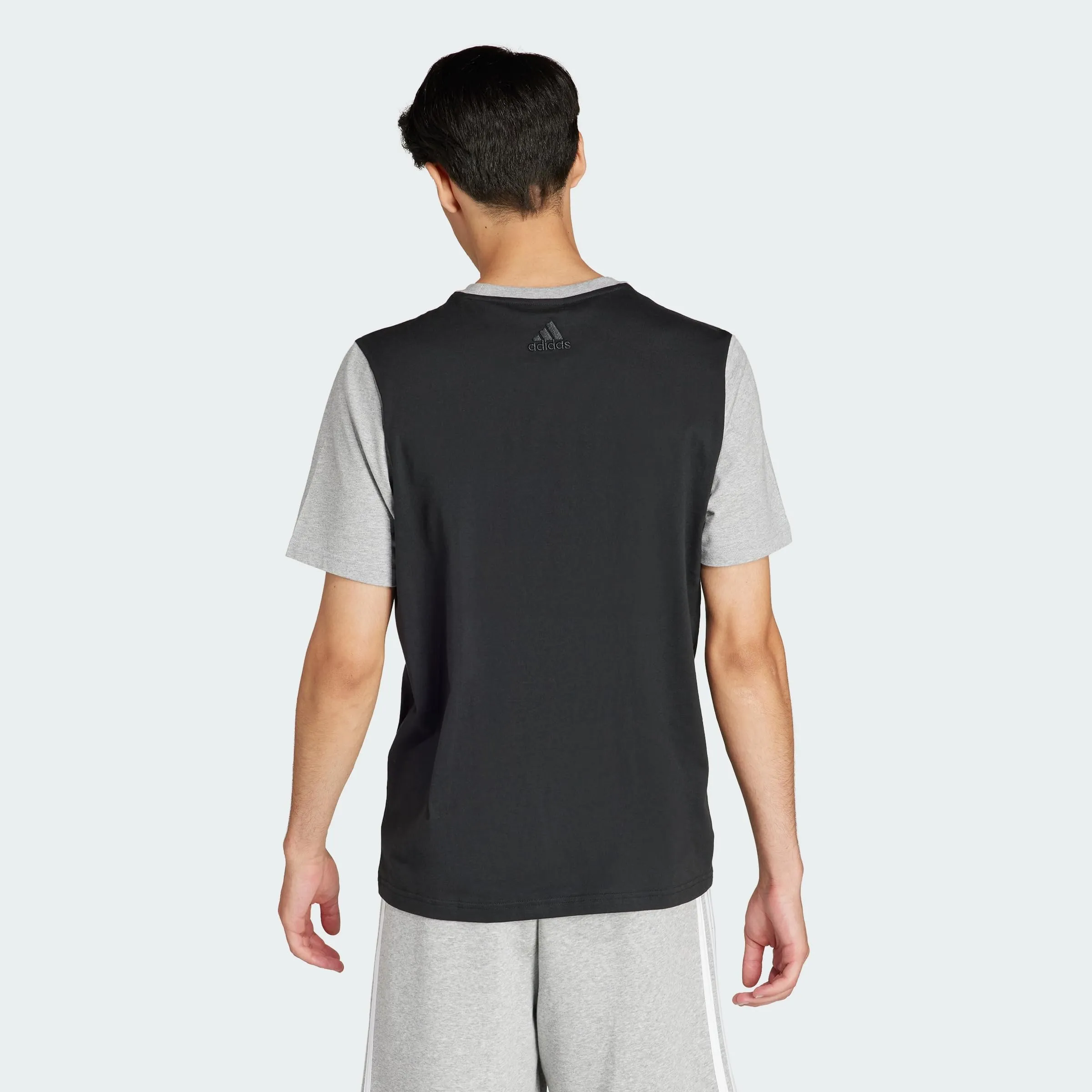 adidas Essentials Single Jersey Big Logo Tee - Black/Medium Grey Heather - S - immagine 7