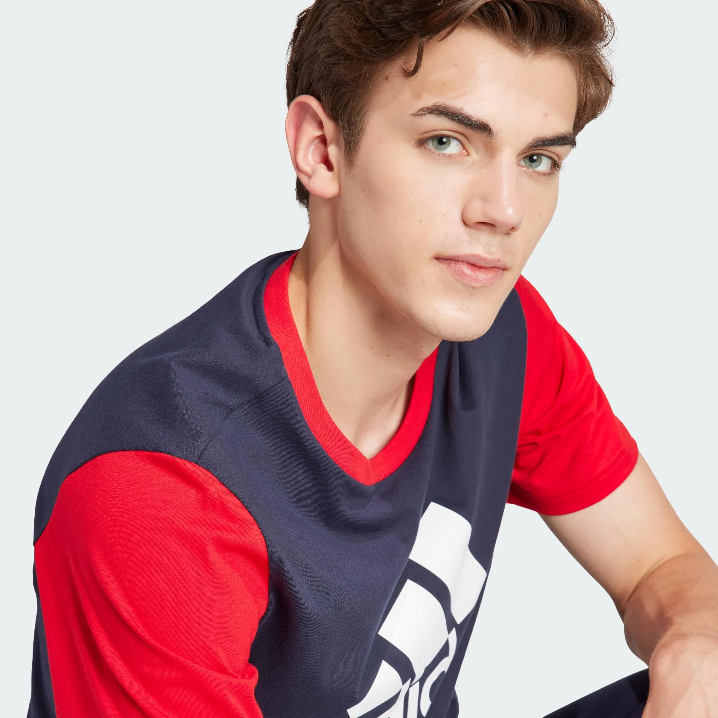 adidas Essentials Single Jersey Big Logo Tee - Legend Ink/Better Scarlet, XS - immagine 2