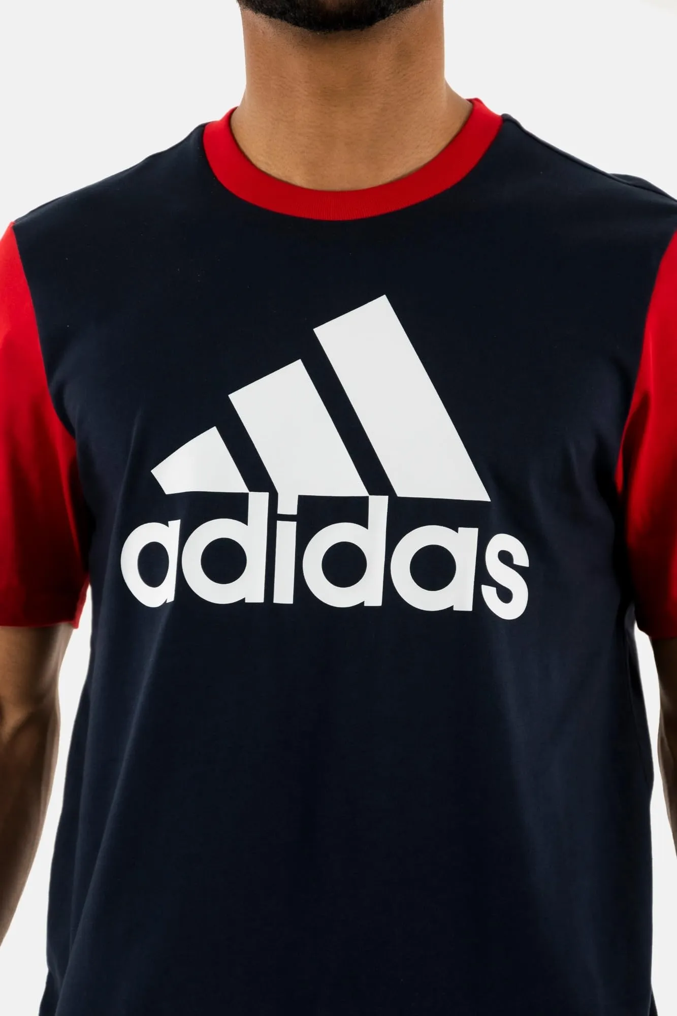 adidas Essentials Single Jersey Big Logo Tee - Legend Ink/Better Scarlet, XS - immagine 3