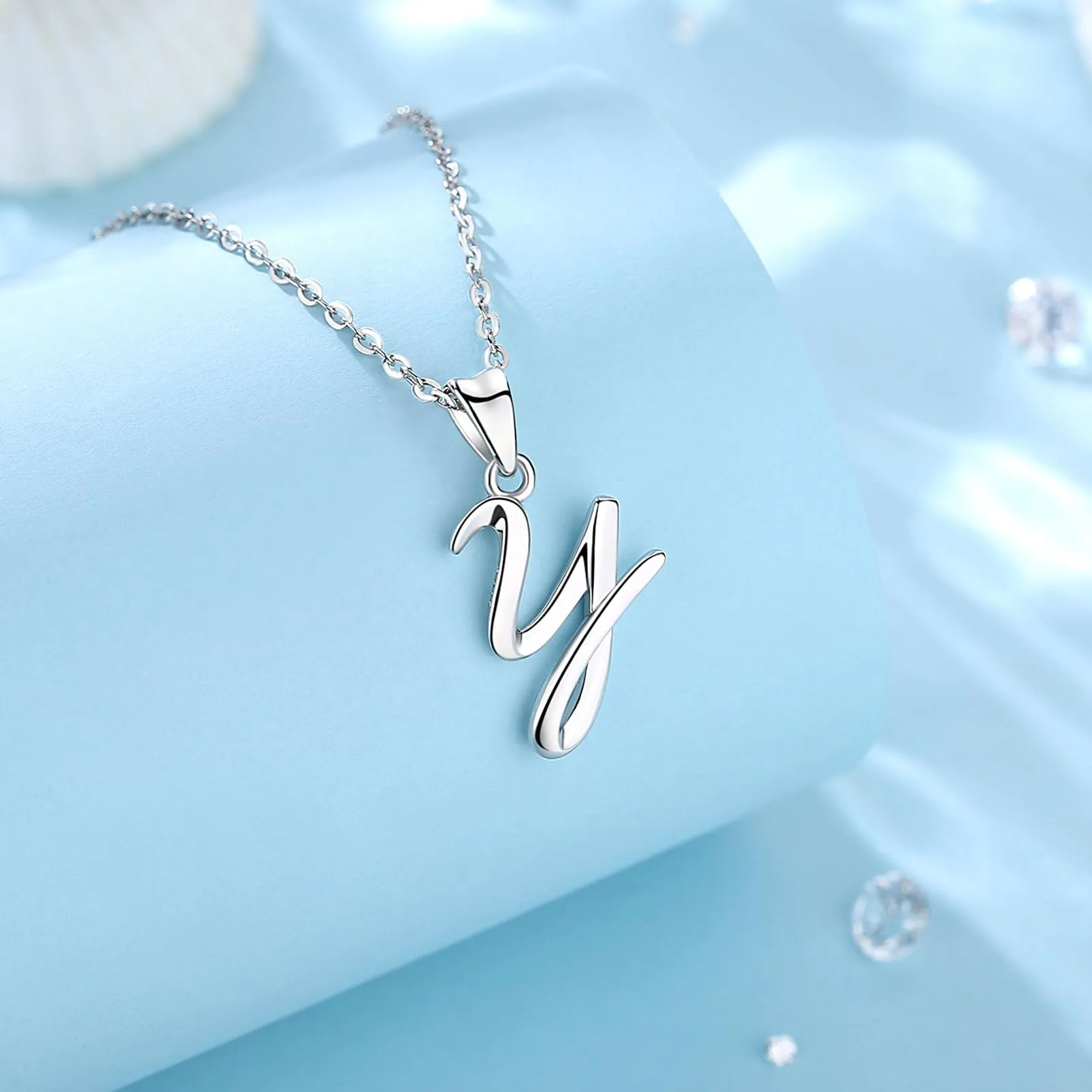 EUDORA Harmony Ball Collana Iniziale in Argento Sterling 925, Ciondolo Lettera Alfabeto Personalizzato, Catena 45 cm - immagine 2
