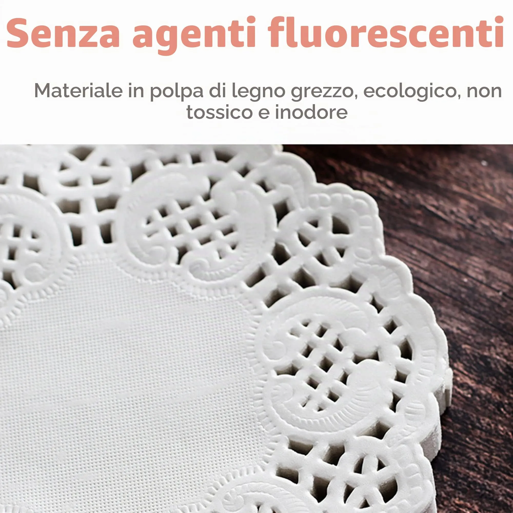DXIA Carta in pizzo bianca rotonda per torte, 300 pezzi, 3 misure (4,5 pollici, 6,5 pollici, 8,5 pollici) - immagine 8