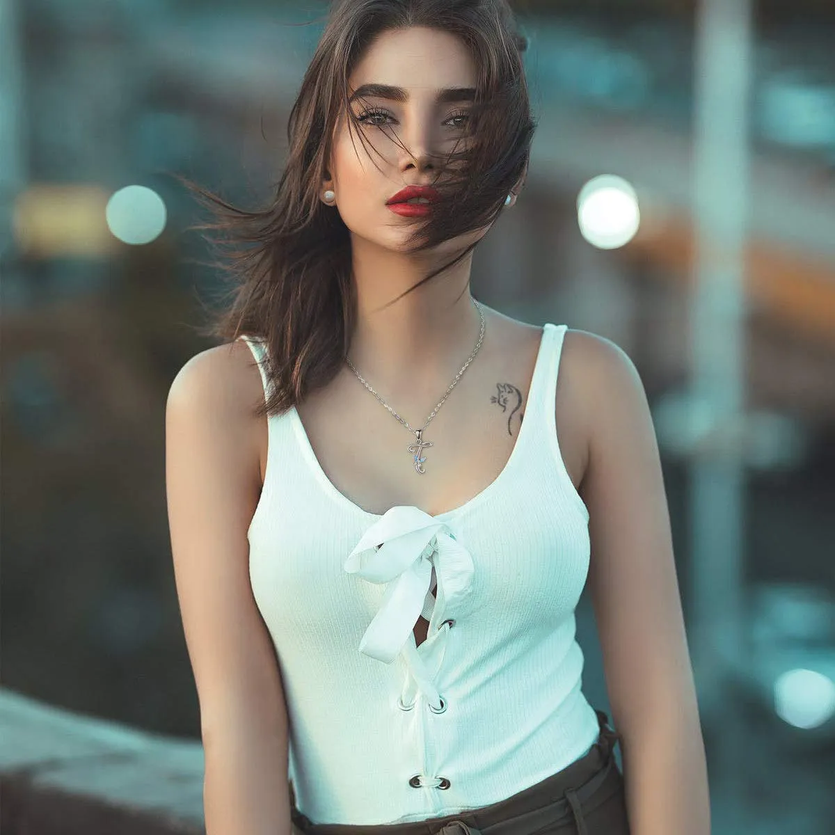 EUDORA Harmony Ball Collana Iniziale Lettera Alfabeto in Argento Sterling 925, 45 cm - immagine 7
