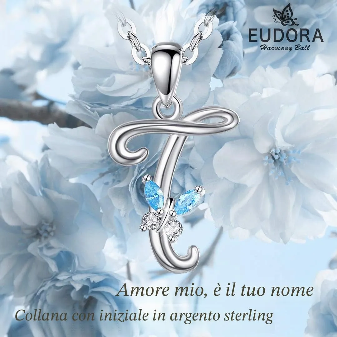 EUDORA Harmony Ball Collana Iniziale Lettera Alfabeto in Argento Sterling 925, 45 cm - immagine 8