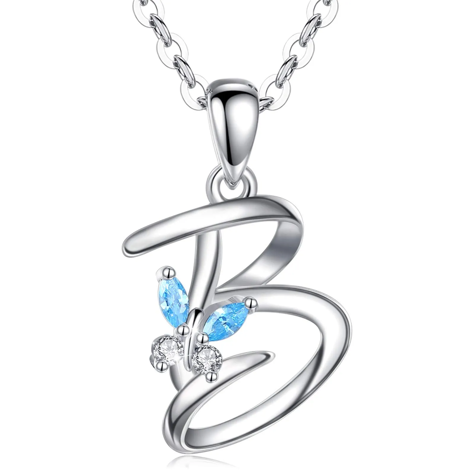 EUDORA Harmony Ball Collana Iniziale Alfabeto in Argento Sterling 925 con Ciondolo a Farfalla, 45 cm - immagine 1