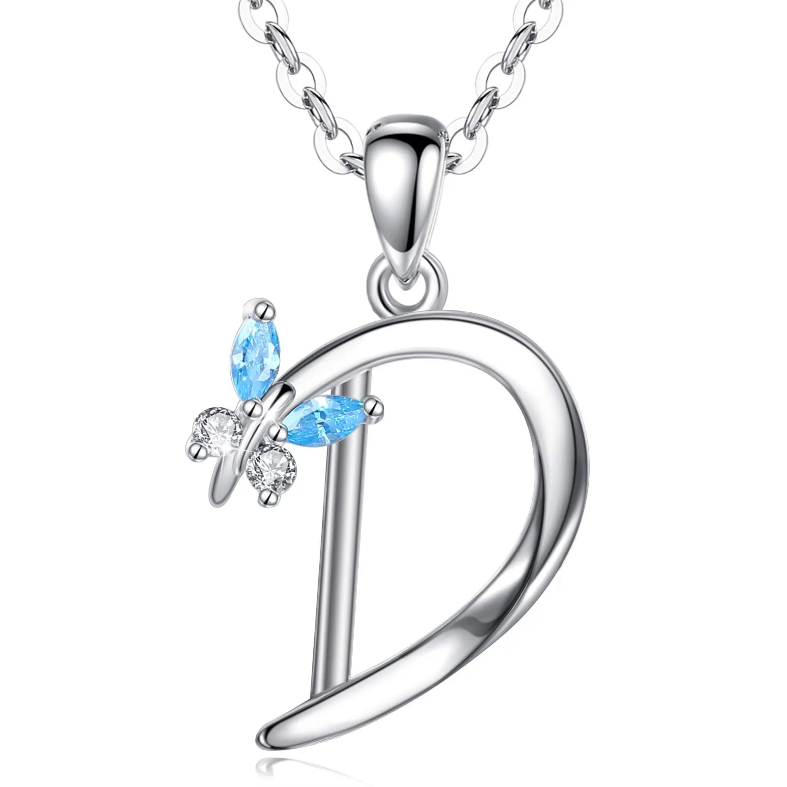 EUDORA Collana Iniziale Alfabeto in Argento Sterling 925 con Ciondolo a Lettera e Farfalla, Catena da 45 cm - immagine 1
