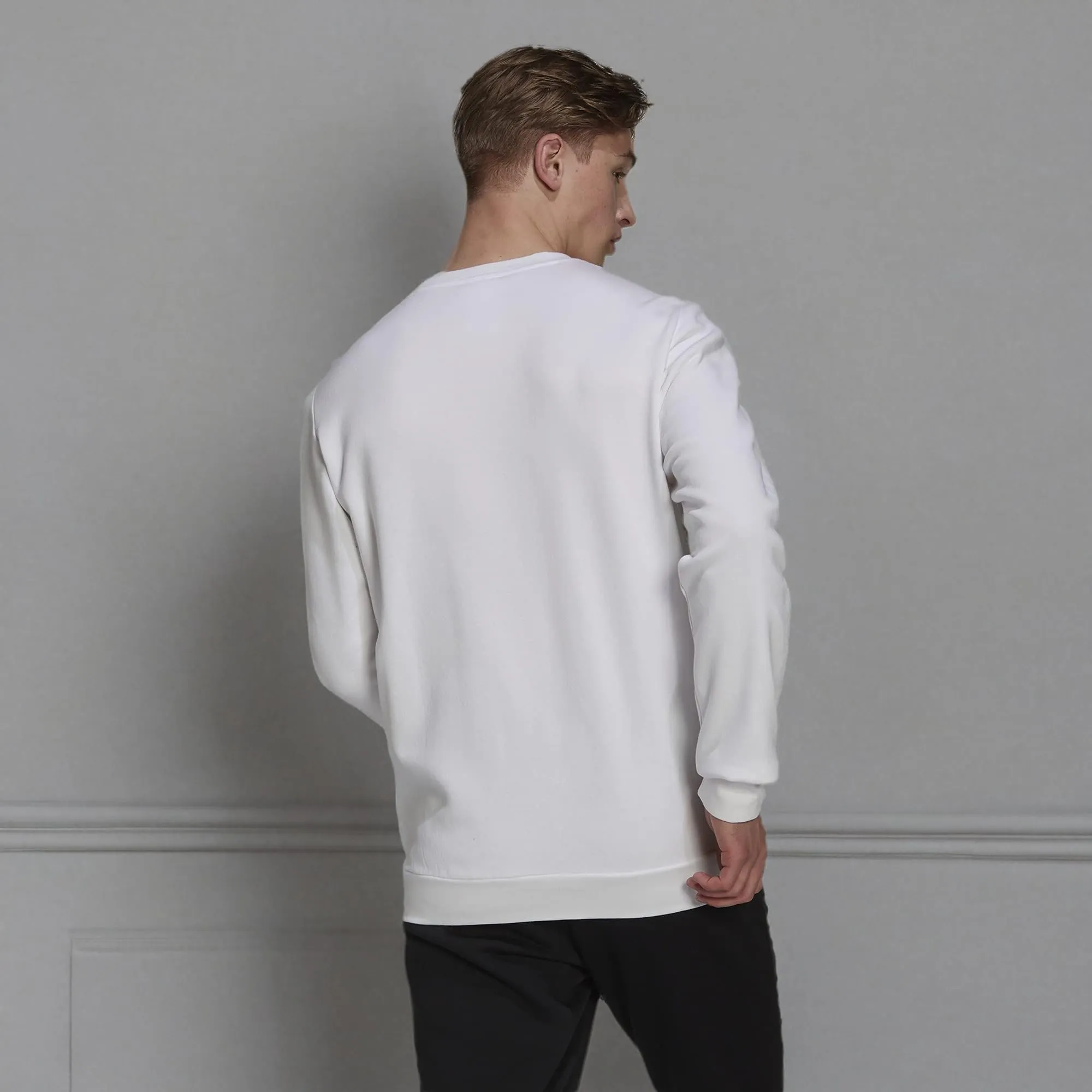 adidas Men's Essentials Fleece Sweatshirt, White/Black, Large - immagine 5