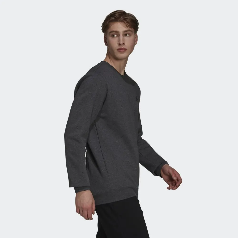 Adidas Essentials Felpa in Pile da Uomo, Grigio Scuro/Nero, Small - immagine 4