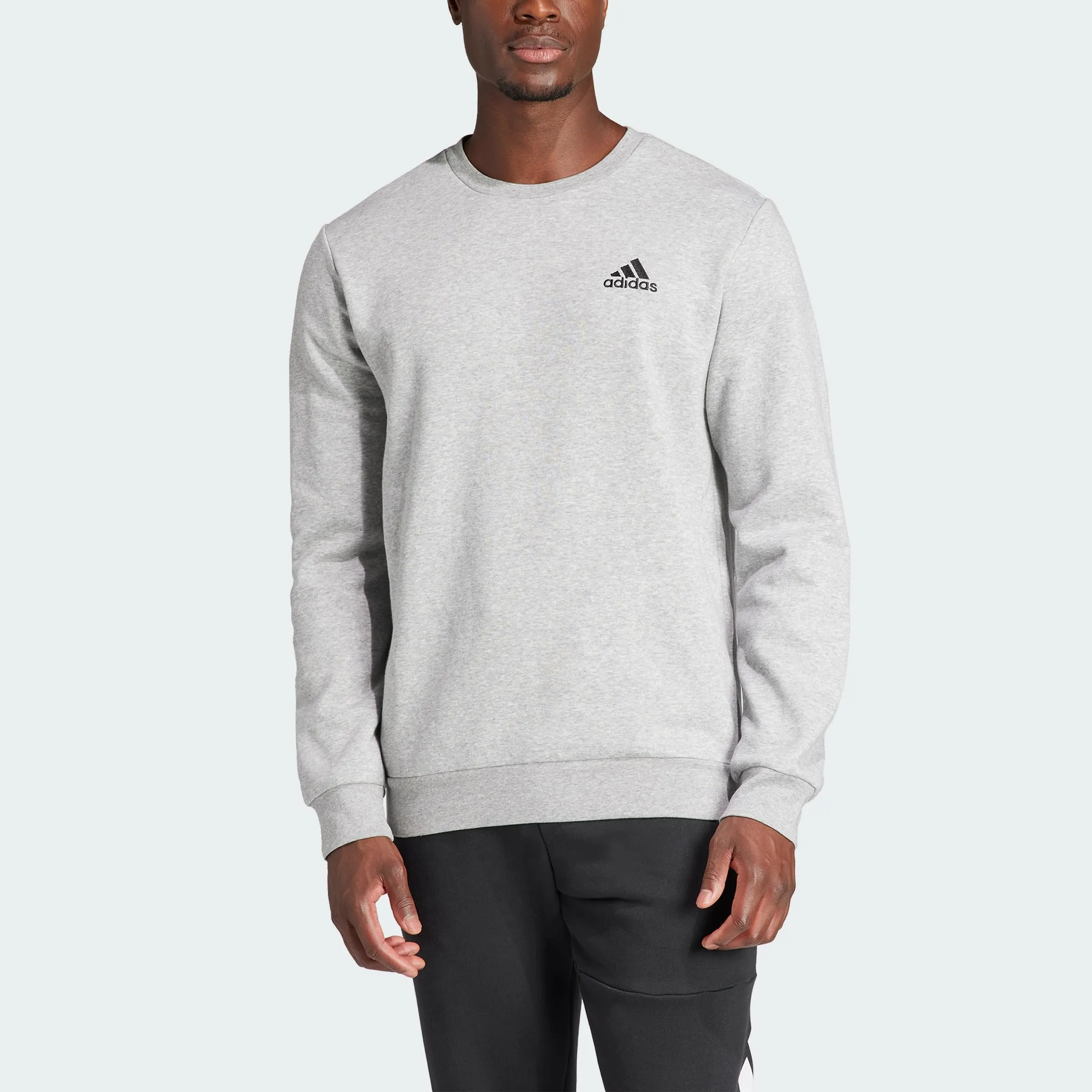 Adidas Men's Standard Essentials Fleece Sweatshirt - Medium Grey Heather/Black, Small - immagine 5