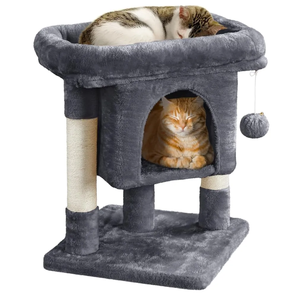 Yaheetech Tiragraffi Albero per Gatti con Posatoio, 40,5 x 40,5 x 59 cm, Grigio Scuro - immagine 1