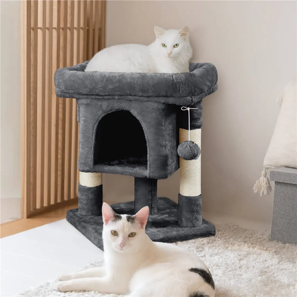 Yaheetech Tiragraffi Albero per Gatti con Posatoio, 40,5 x 40,5 x 59 cm, Grigio Scuro - immagine 3