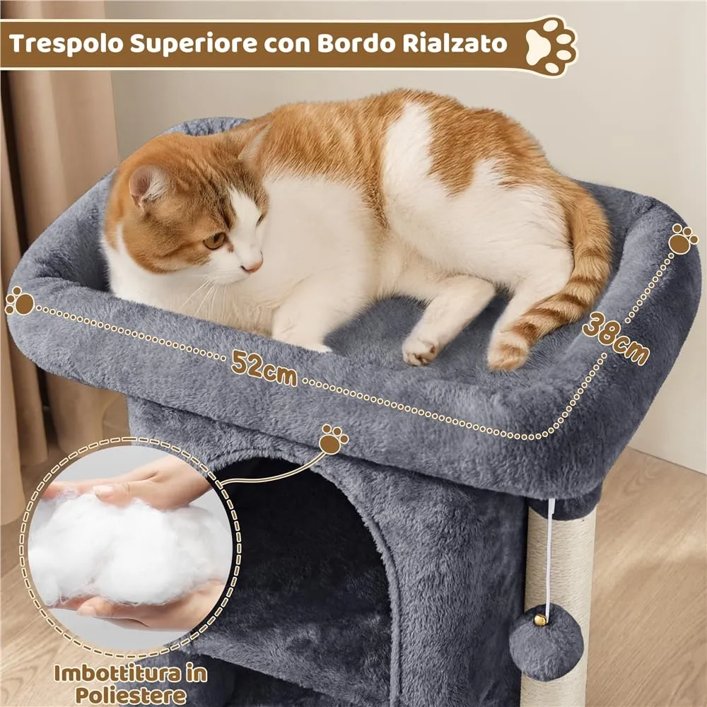 Yaheetech Tiragraffi Albero per Gatti con Posatoio, 40,5 x 40,5 x 59 cm, Grigio Scuro - immagine 4