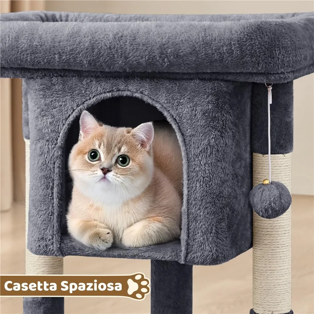 Yaheetech Tiragraffi Albero per Gatti con Posatoio, 40,5 x 40,5 x 59 cm, Grigio Scuro - immagine 5