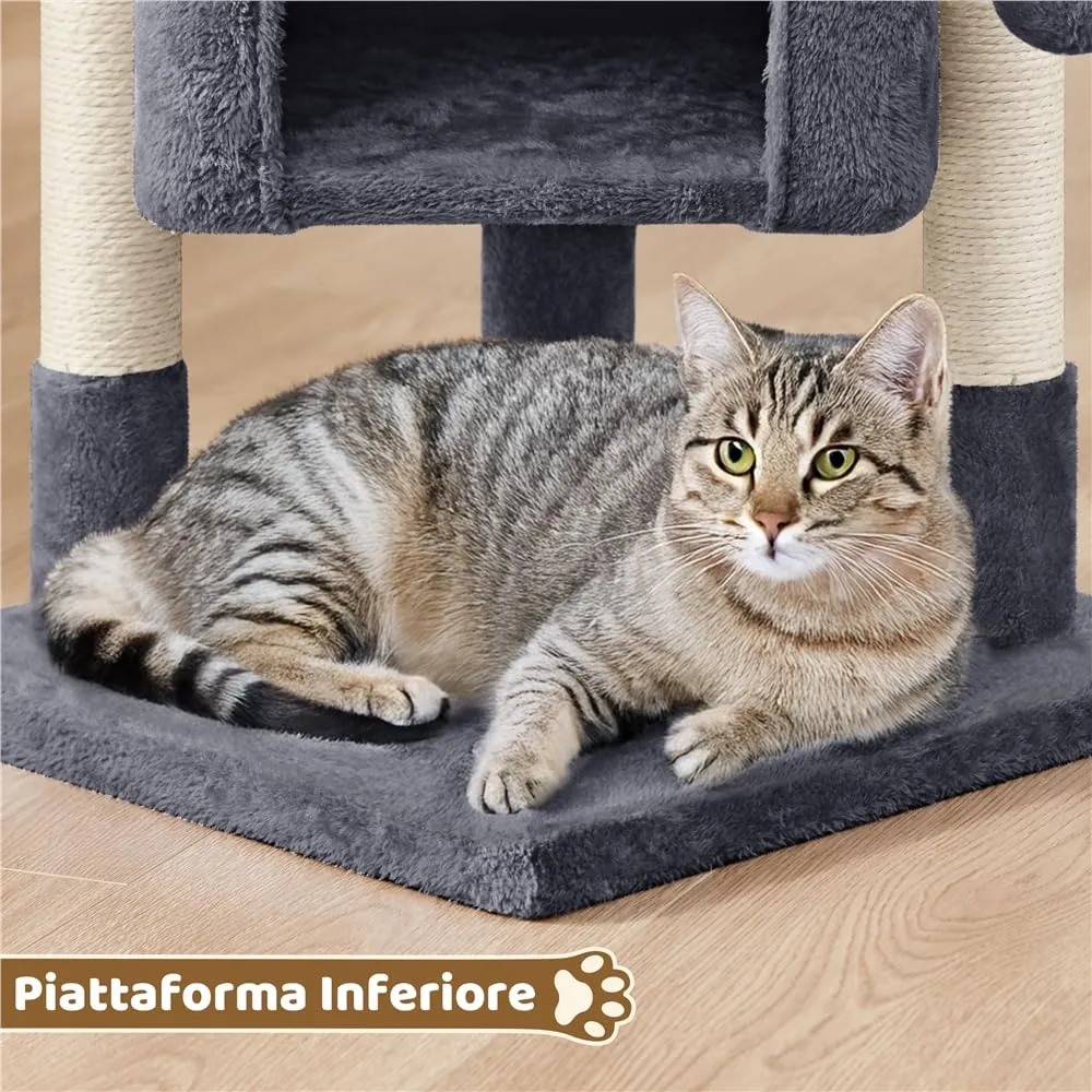 Yaheetech Tiragraffi Albero per Gatti con Posatoio, 40,5 x 40,5 x 59 cm, Grigio Scuro - immagine 6