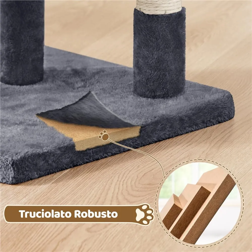 Yaheetech Tiragraffi Albero per Gatti con Posatoio, 40,5 x 40,5 x 59 cm, Grigio Scuro - immagine 8