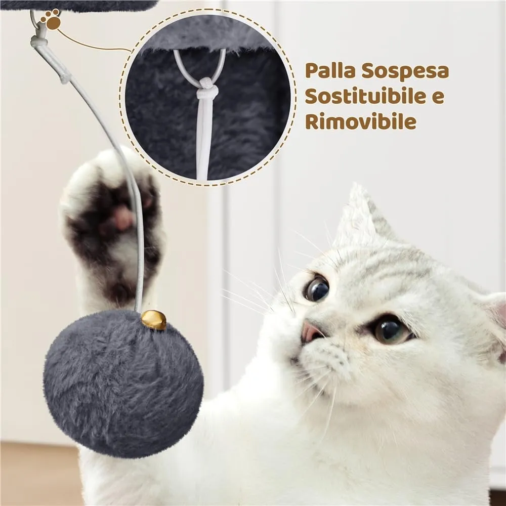 Yaheetech Tiragraffi Albero per Gatti con Posatoio, 40,5 x 40,5 x 59 cm, Grigio Scuro - immagine 9