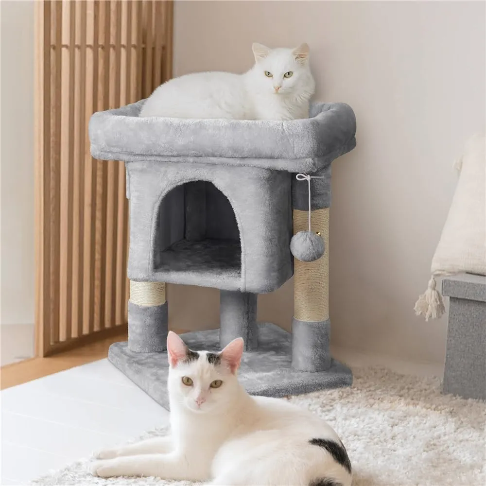 Yaheetech Tiragraffi Albero per Gatti con Posatoio, 40,5 x 40,5 x 59 cm, Grigio Chiaro - immagine 3