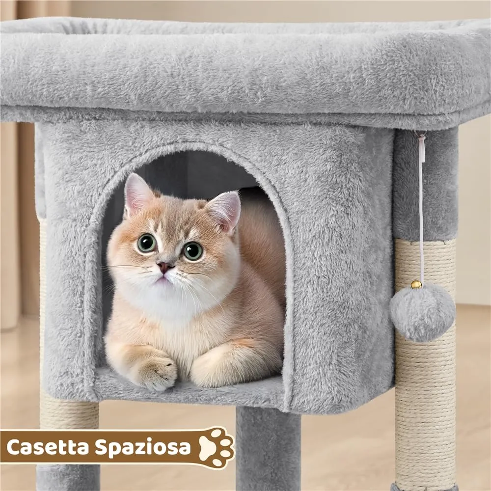 Yaheetech Tiragraffi Albero per Gatti con Posatoio, 40,5 x 40,5 x 59 cm, Grigio Chiaro - immagine 5