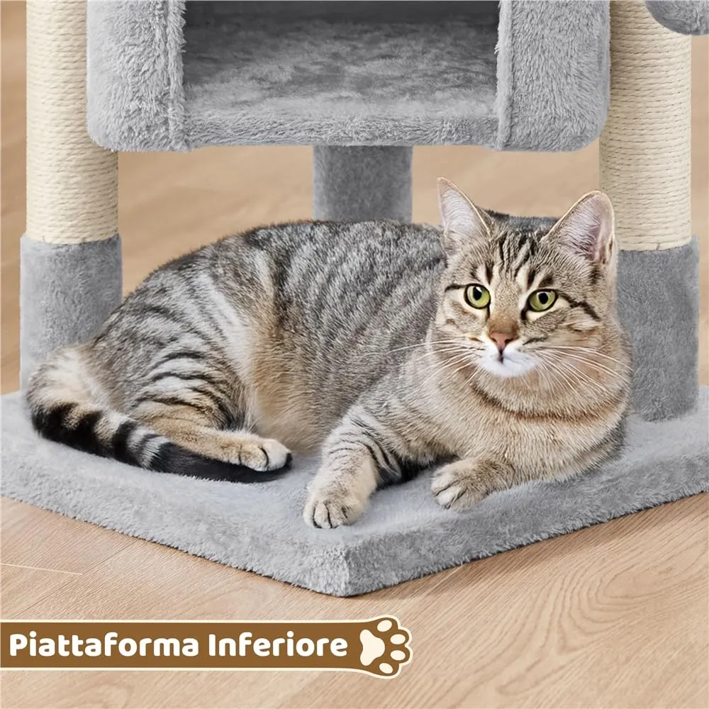 Yaheetech Tiragraffi Albero per Gatti con Posatoio, 40,5 x 40,5 x 59 cm, Grigio Chiaro - immagine 6