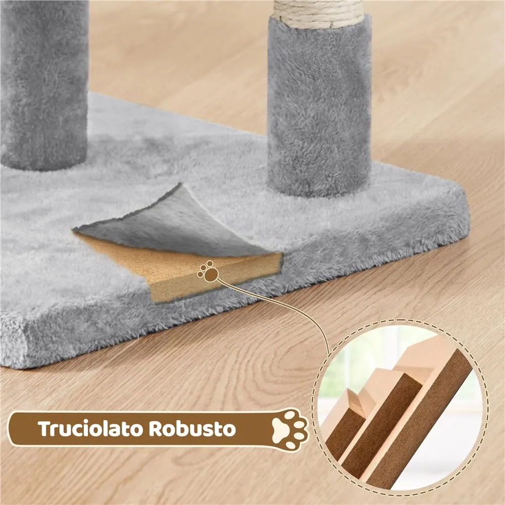 Yaheetech Tiragraffi Albero per Gatti con Posatoio, 40,5 x 40,5 x 59 cm, Grigio Chiaro - immagine 7