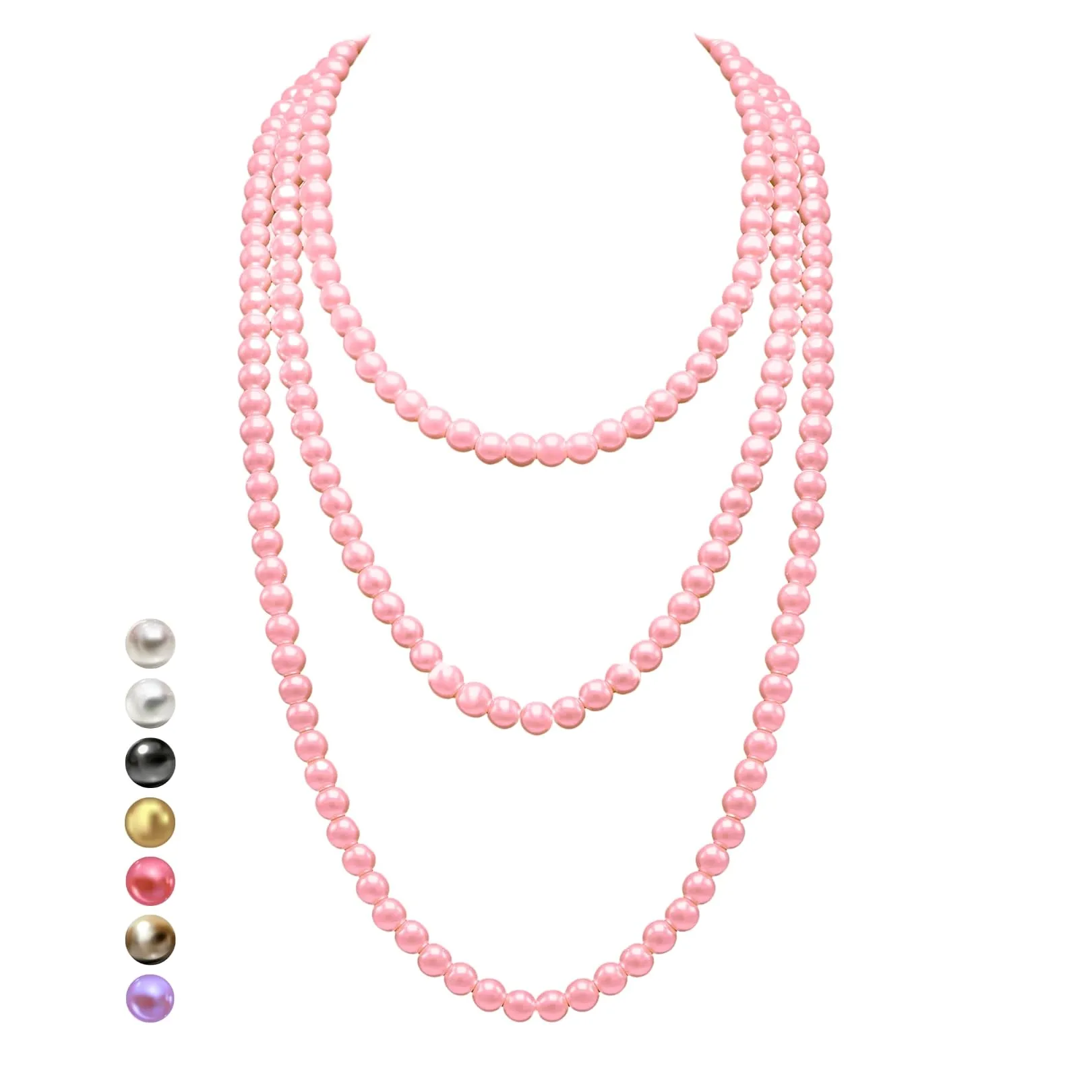 Halukakah Collana Lunga di Perle Coltivate Naturali 8mm, Fard Rosa, 150cm - immagine 1