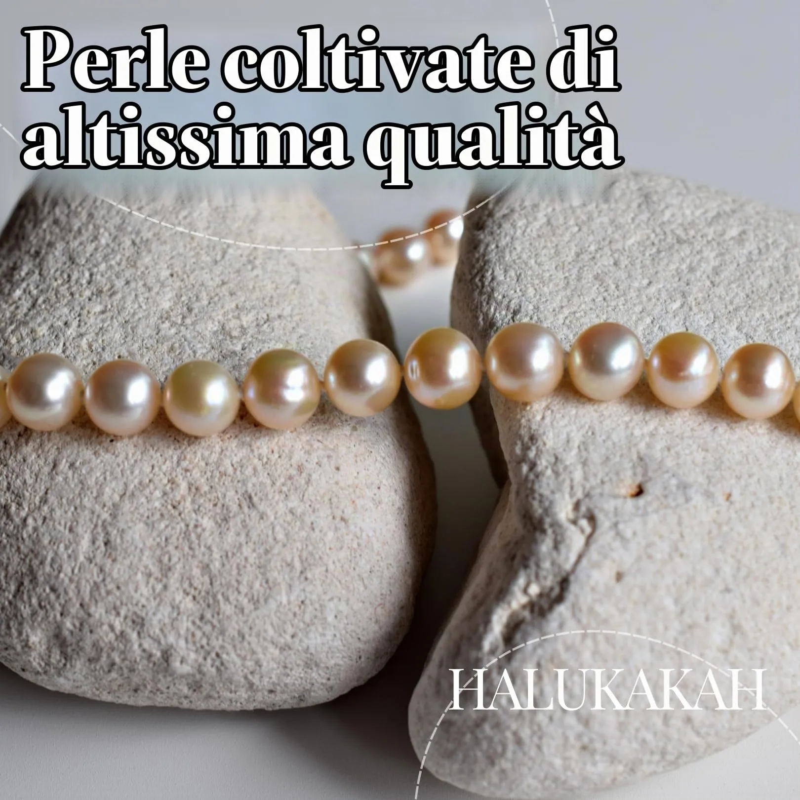 HALUKAKAH Collana Lunga in Perle Coltivate 8mm, Champagne Oro, 150cm - immagine 3