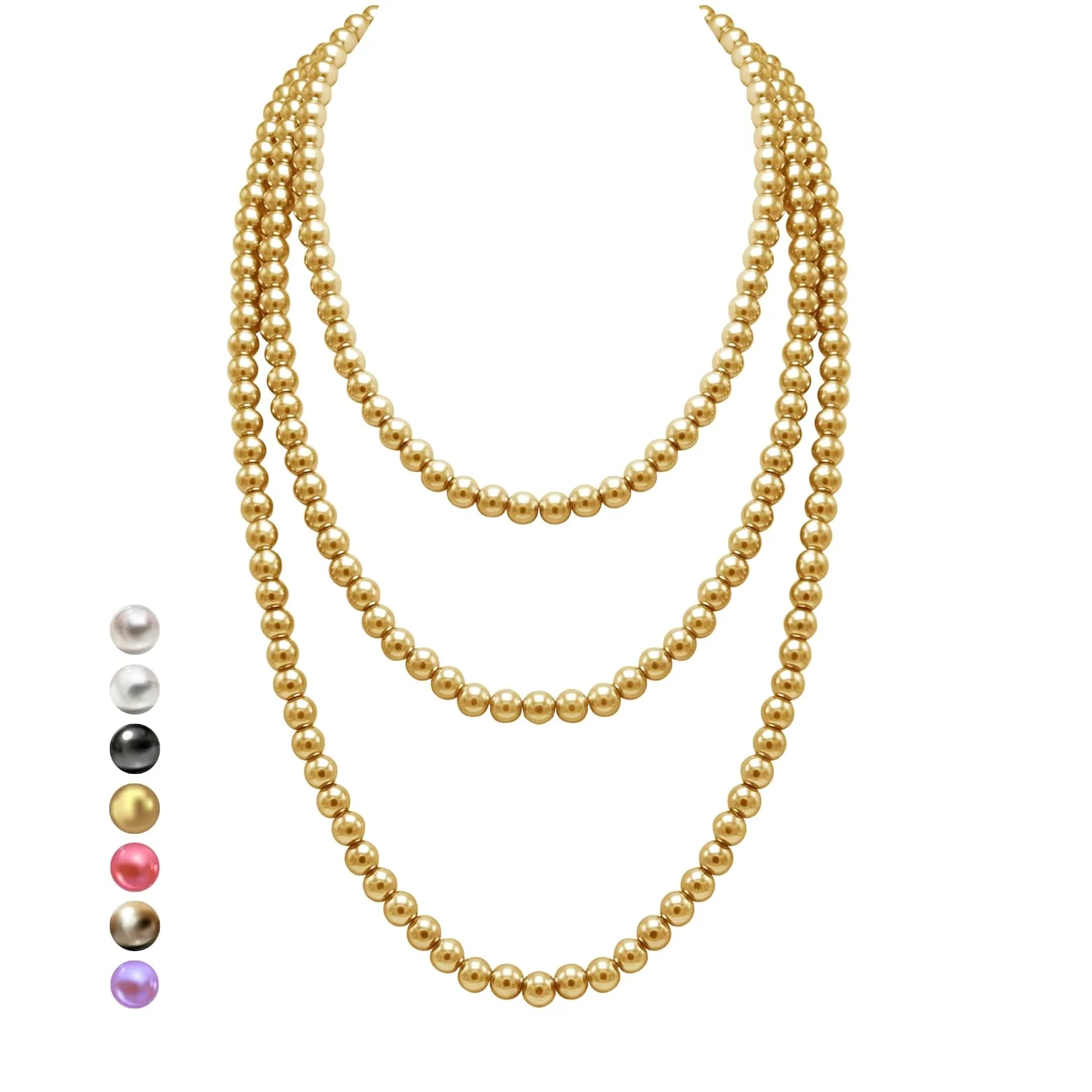 HALUKAKAH Collana Lunga Perle Coltivate 8mm Oro Radioso 150cm - immagine 1