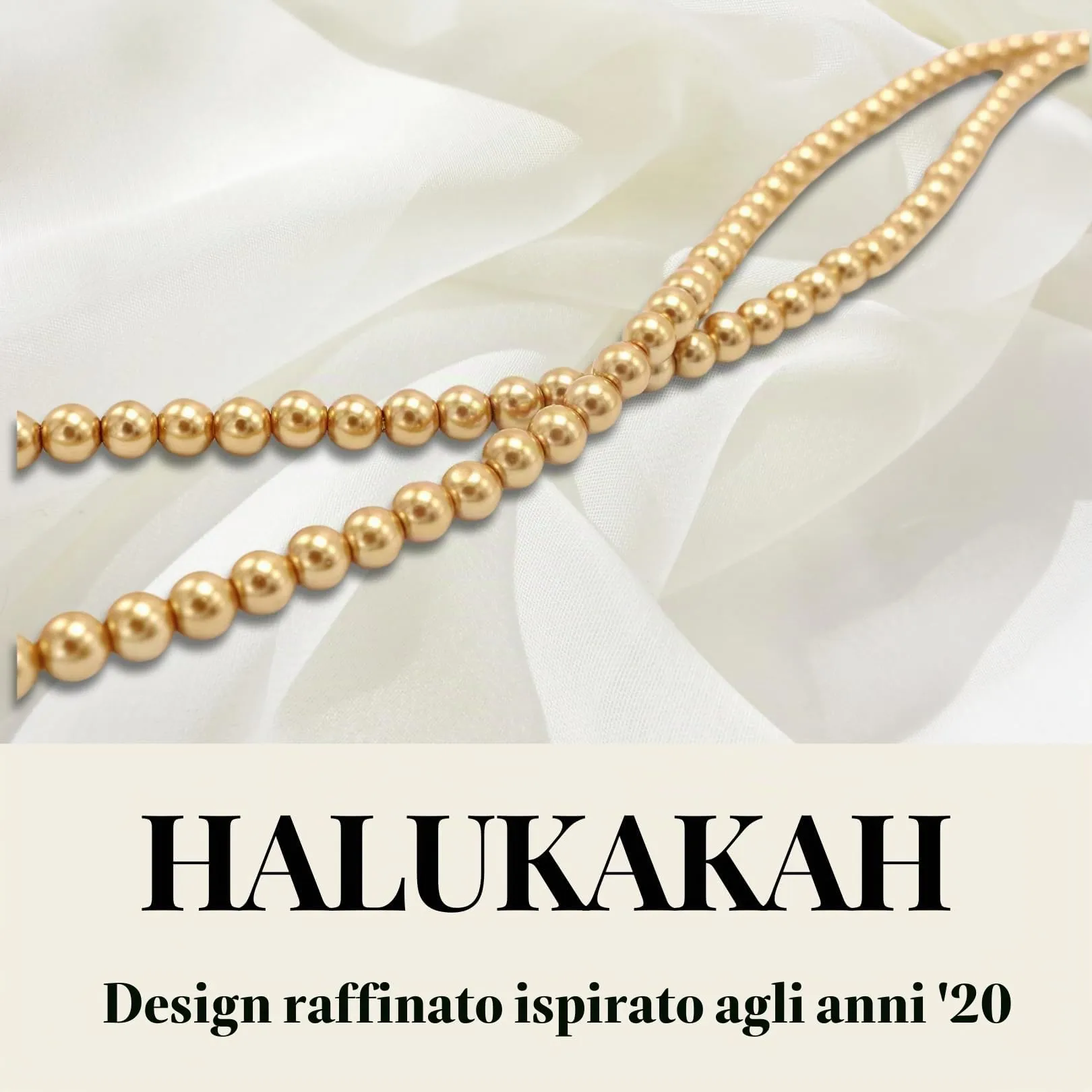 HALUKAKAH Collana Lunga Perle Coltivate 8mm Oro Radioso 150cm - immagine 2