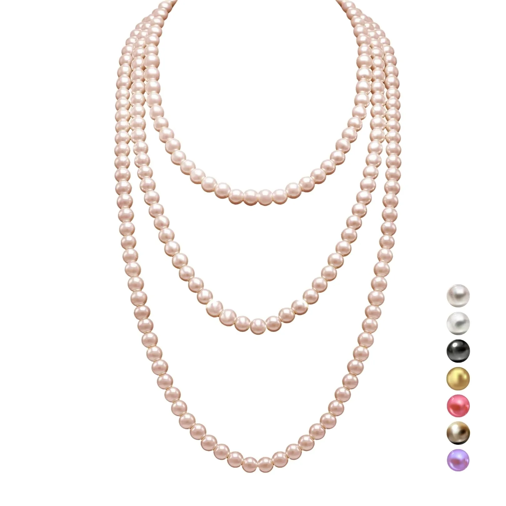 HALUKAKAH Collana Lunga Perle Anni '20 per Donne, Perle Coltivate 8mm, Champagne Oro, 180cm - immagine 1