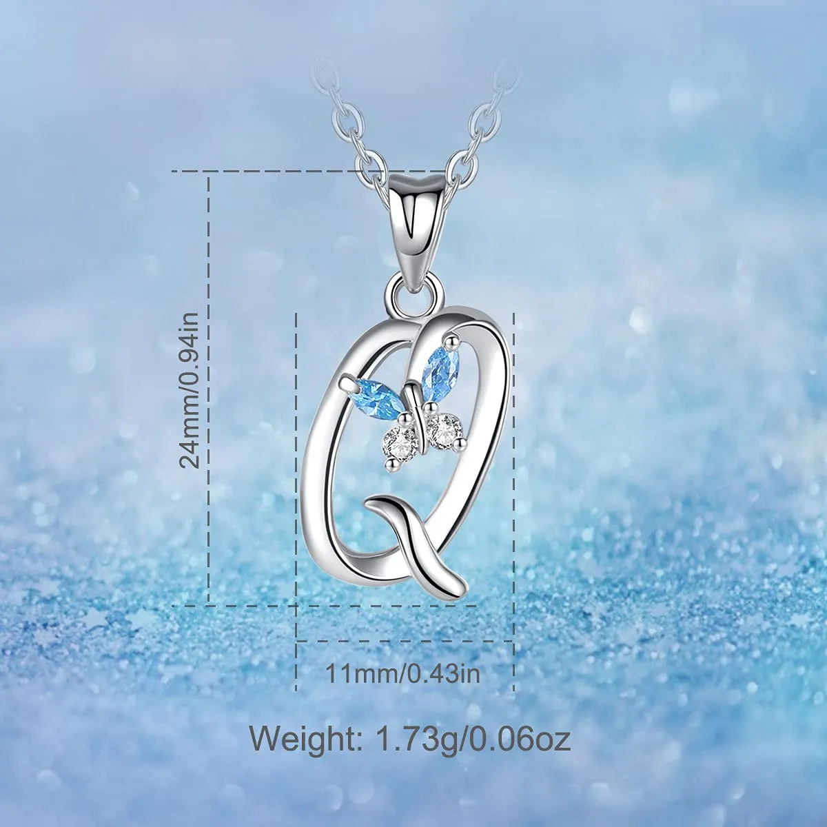 EUDORA Collana con iniziale e farfalla in argento sterling 925, 45 cm - immagine 7
