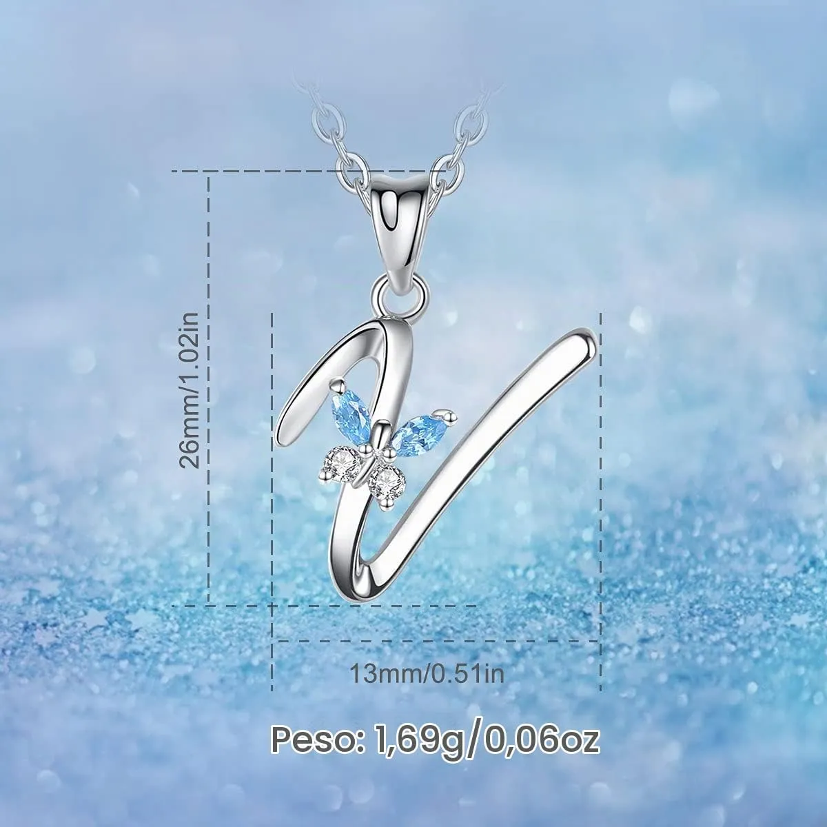 EUDORA Harmony Ball Collana con Iniziale e Farfalla in Argento Sterling 925, 45 cm - immagine 6