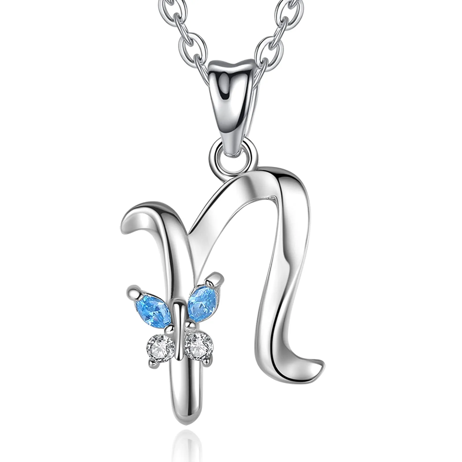 EUDORA Collana con Ciondolo Lettera Iniziale e Farfalla in Argento Sterling 925, 45 cm - immagine 1