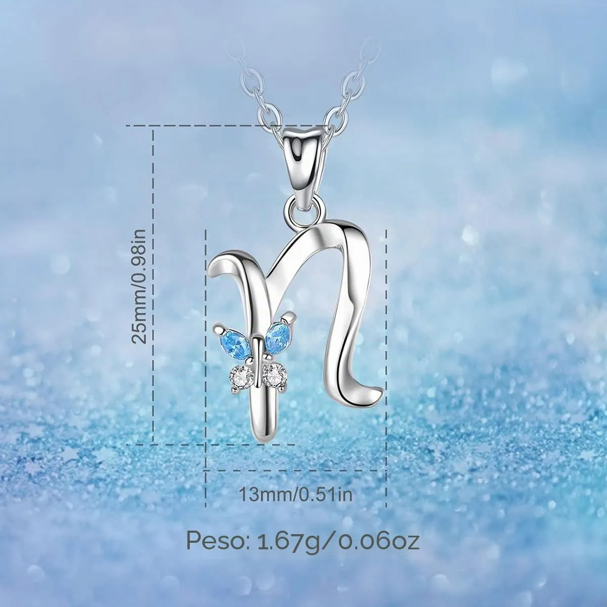 EUDORA Collana con Ciondolo Lettera Iniziale e Farfalla in Argento Sterling 925, 45 cm - immagine 6