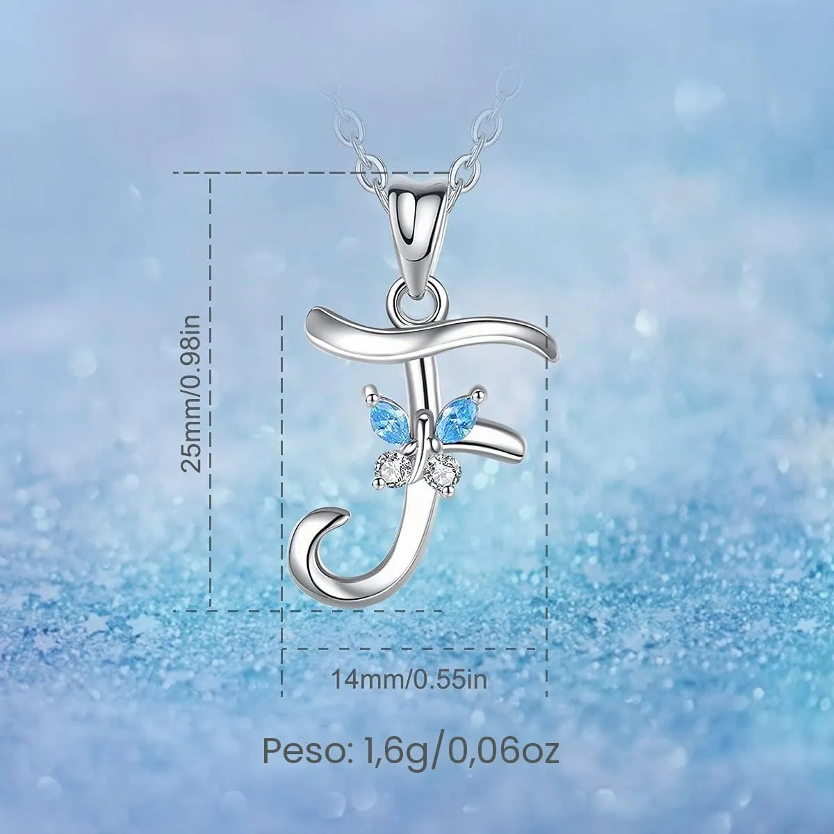 EUDORA Collana con iniziale e farfalla in argento sterling 925, 45 cm - immagine 6