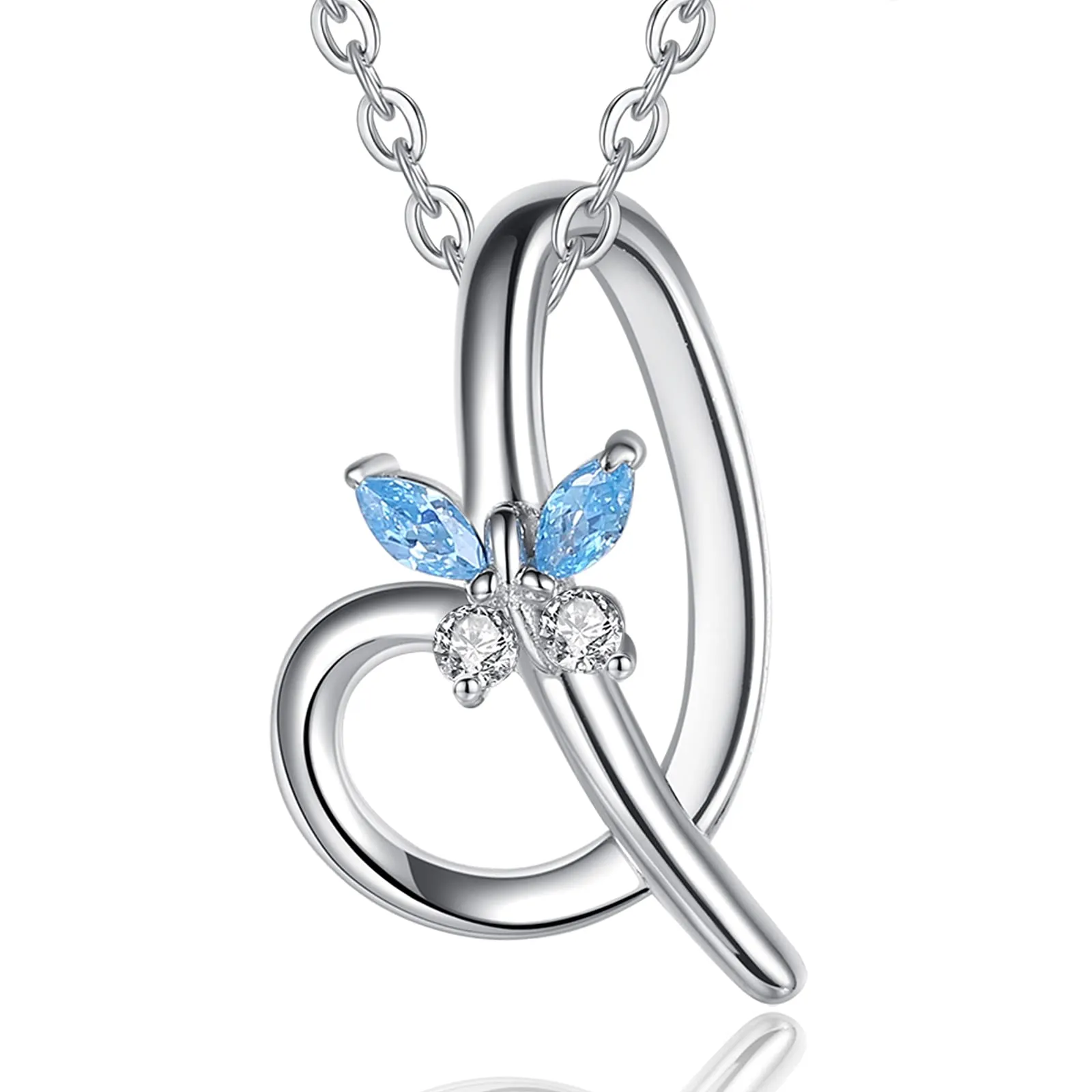 EUDORA Collana con Iniziale e Farfalla in Argento Sterling 925, 45 cm - immagine 1