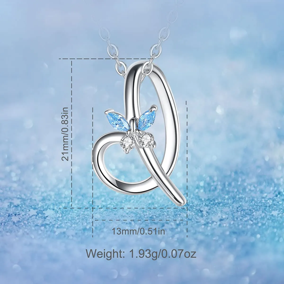 EUDORA Collana con Iniziale e Farfalla in Argento Sterling 925, 45 cm - immagine 6