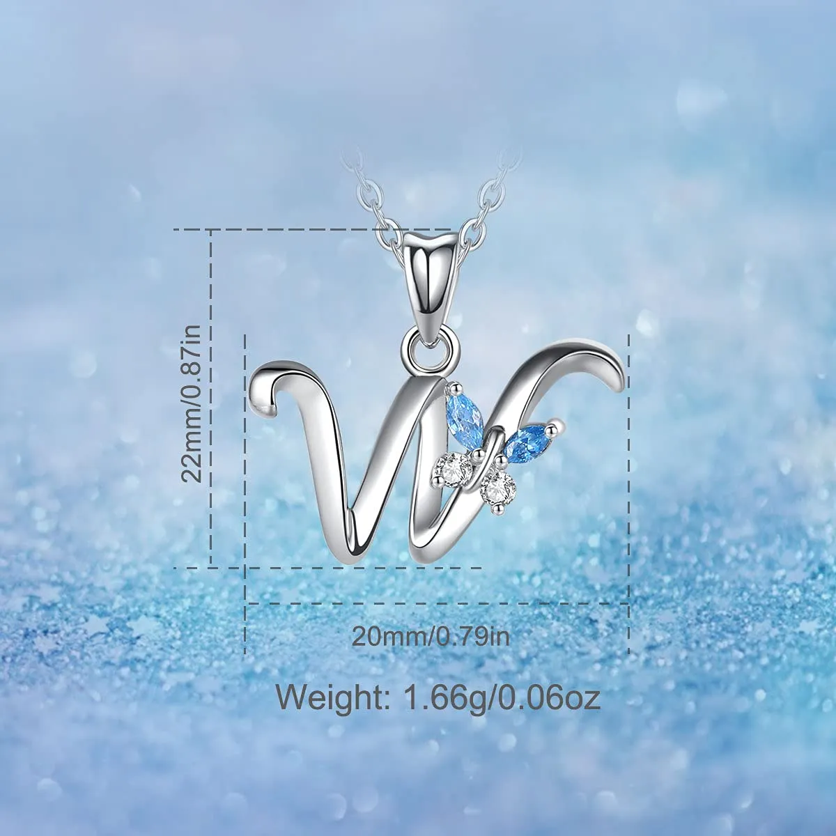 EUDORA Collana con iniziale e farfalla in argento sterling 925, 45 cm - immagine 6