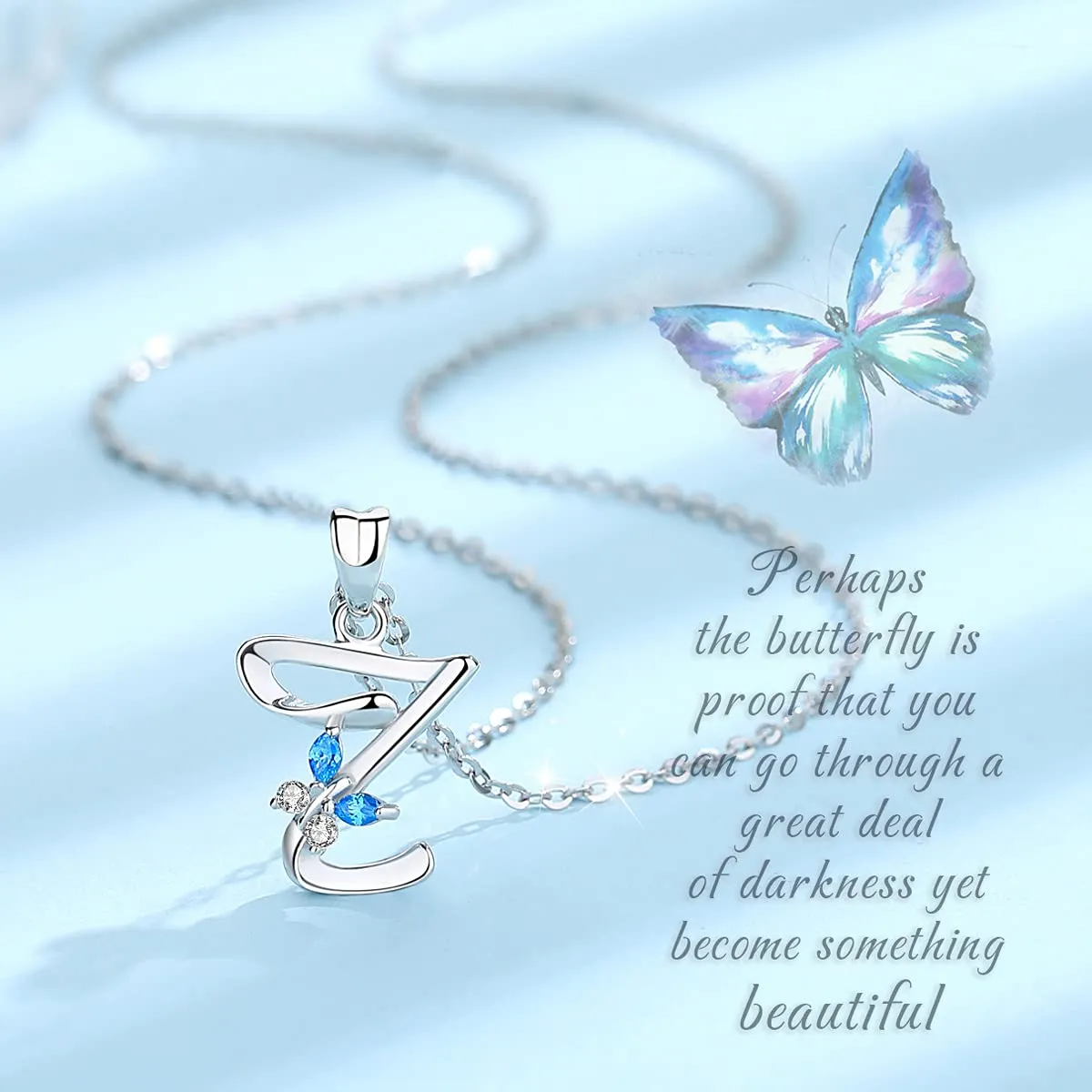 EUDORA Collana iniziale con farfalla in argento sterling 925, 45 cm - immagine 2
