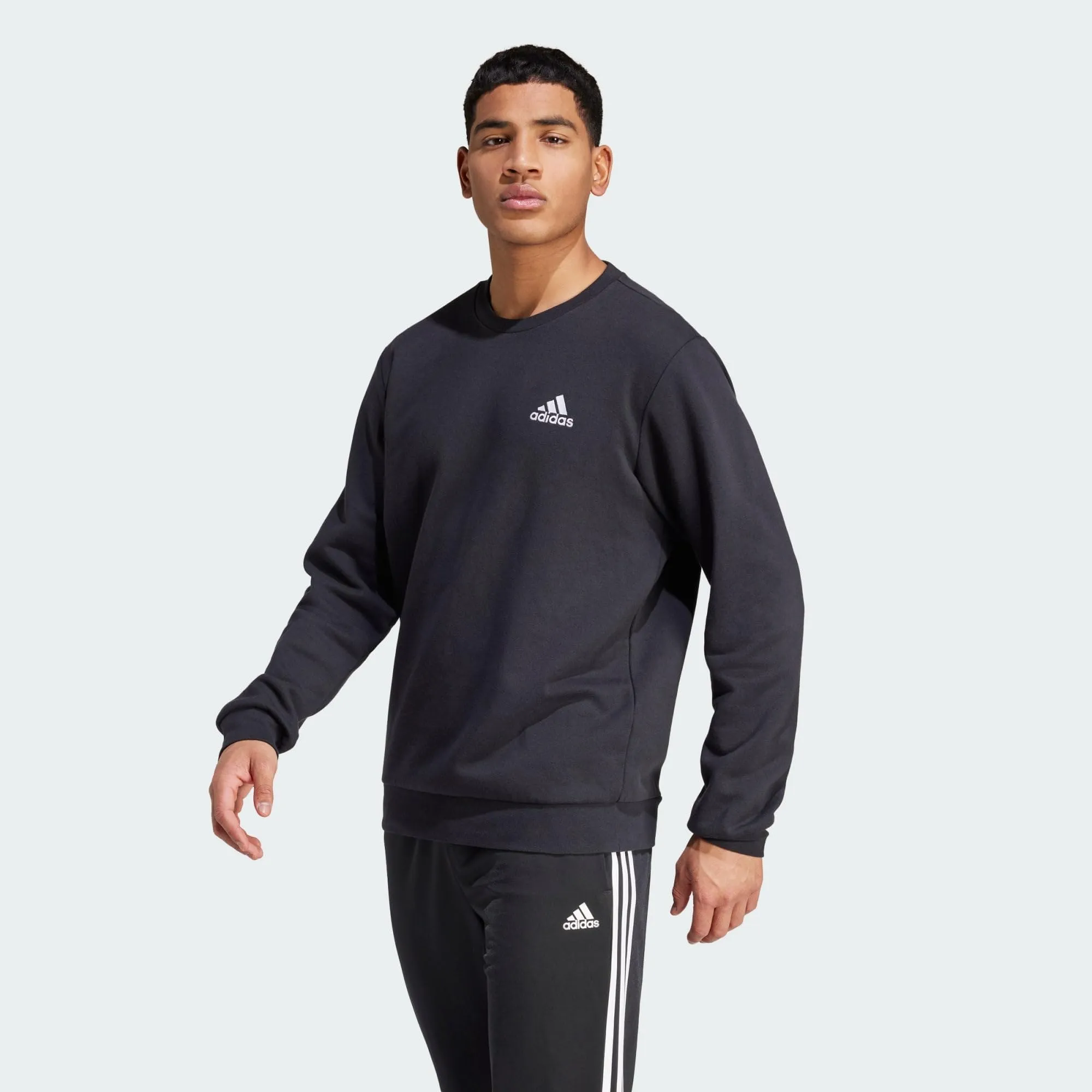 adidas Feelcozy Essentials Fleece Sweatshirt, Black/White, S - immagine 2
