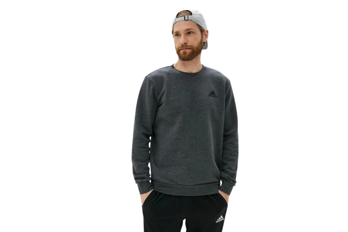 Adidas Feelcozy Essentials Fleece Sweatshirt, Dark Grey Heather/Black, S - immagine 2