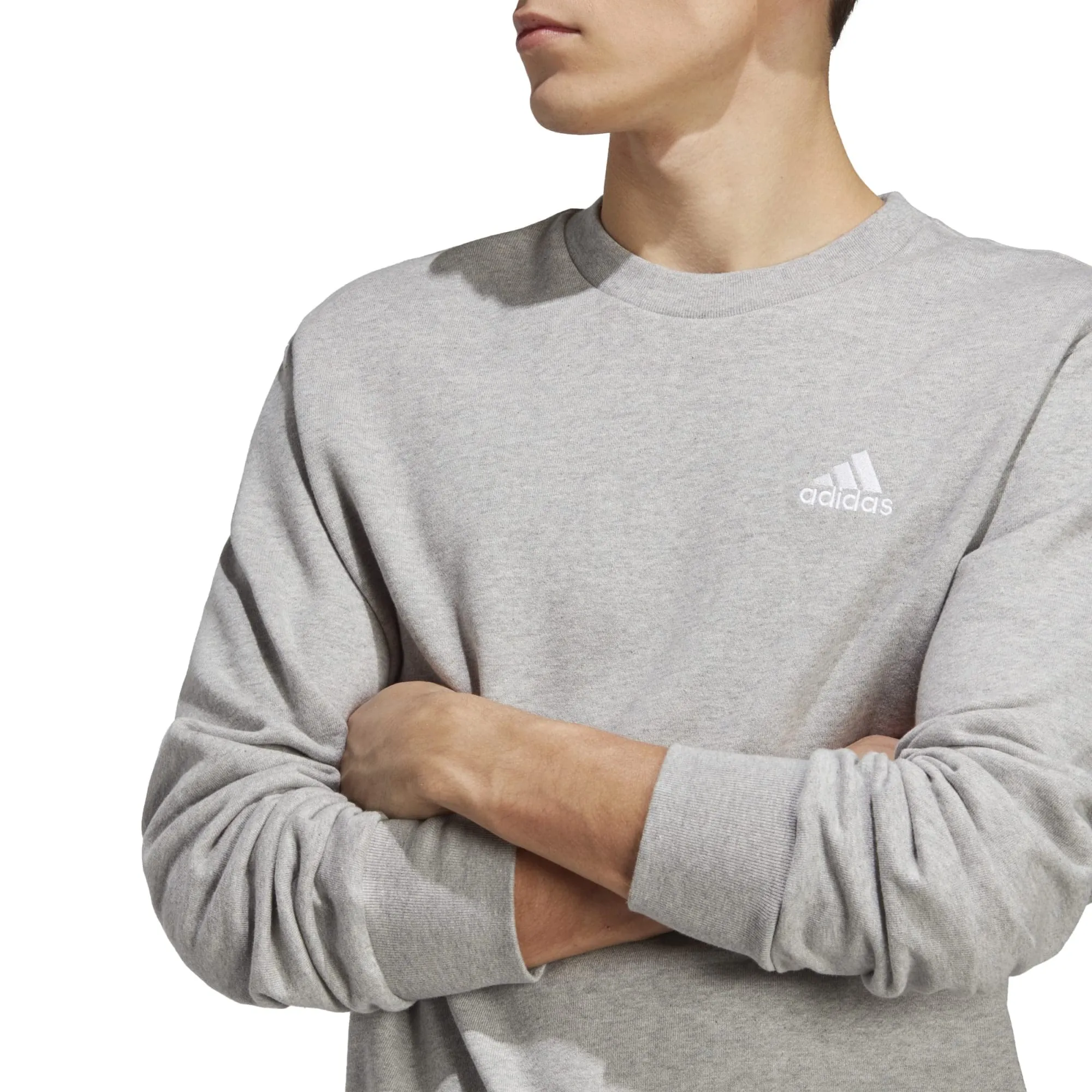 Adidas Essentials French Terry Embroidered Small Logo Sweatshirt - Medium Grey Heather, S - immagine 4