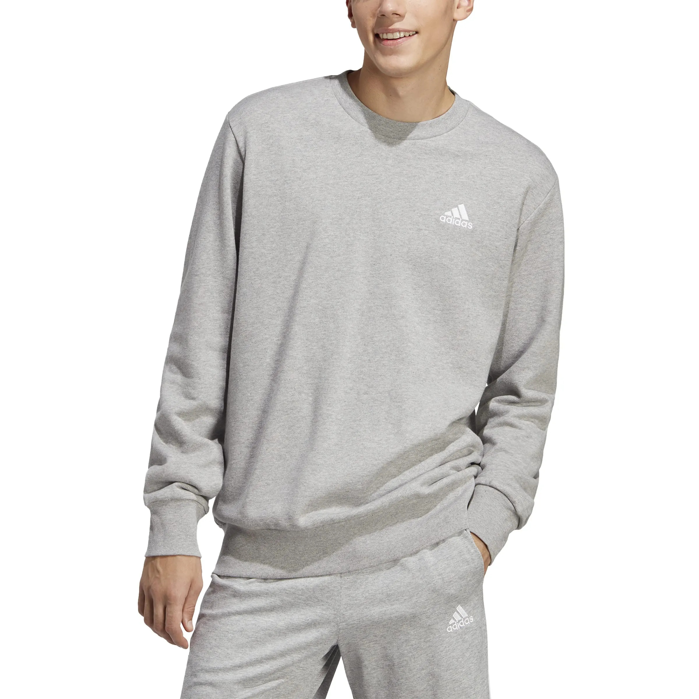 Adidas Essentials French Terry Embroidered Small Logo Sweatshirt - Medium Grey Heather, S - immagine 8