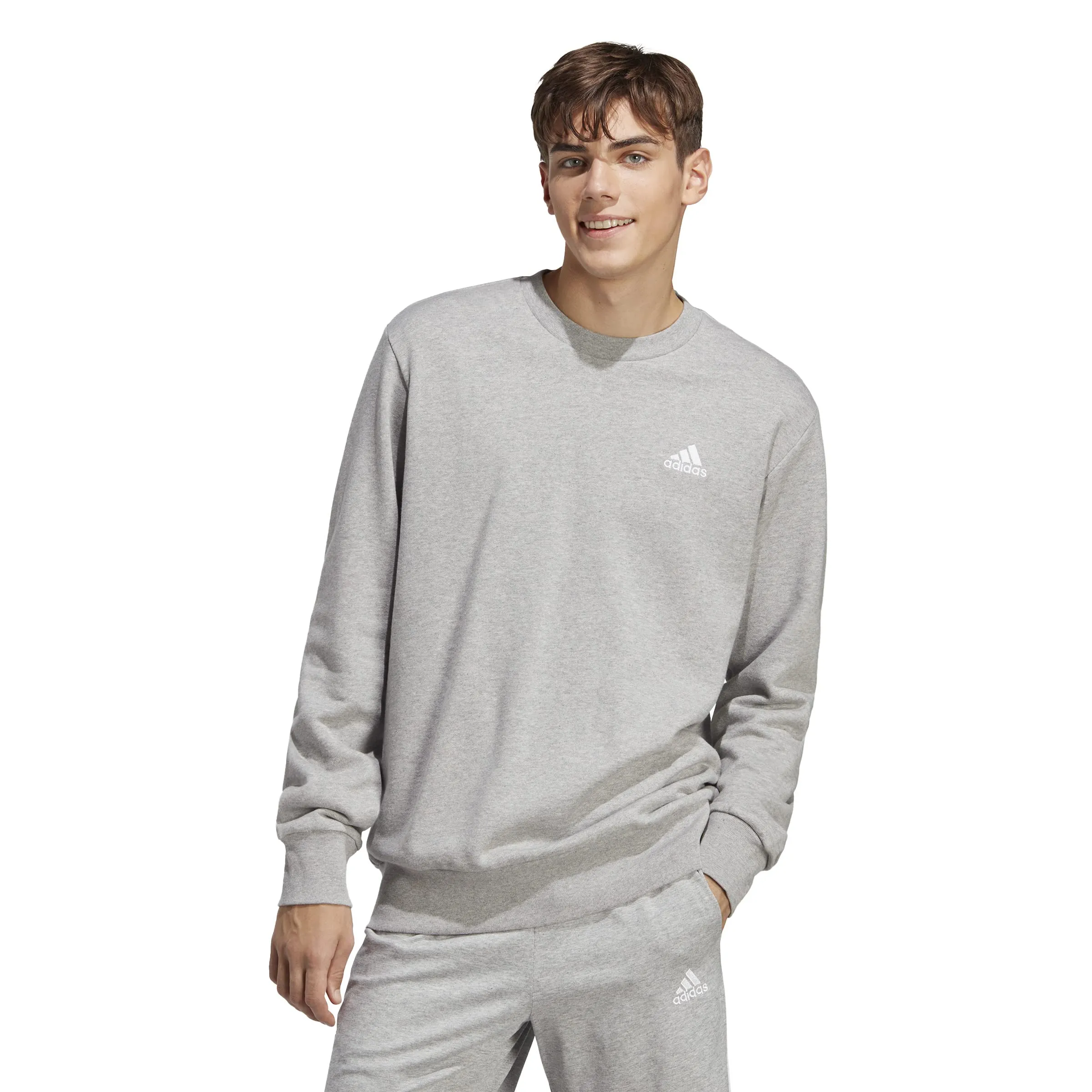 Adidas Essentials French Terry Embroidered Small Logo Sweatshirt - Medium Grey Heather, S - immagine 9