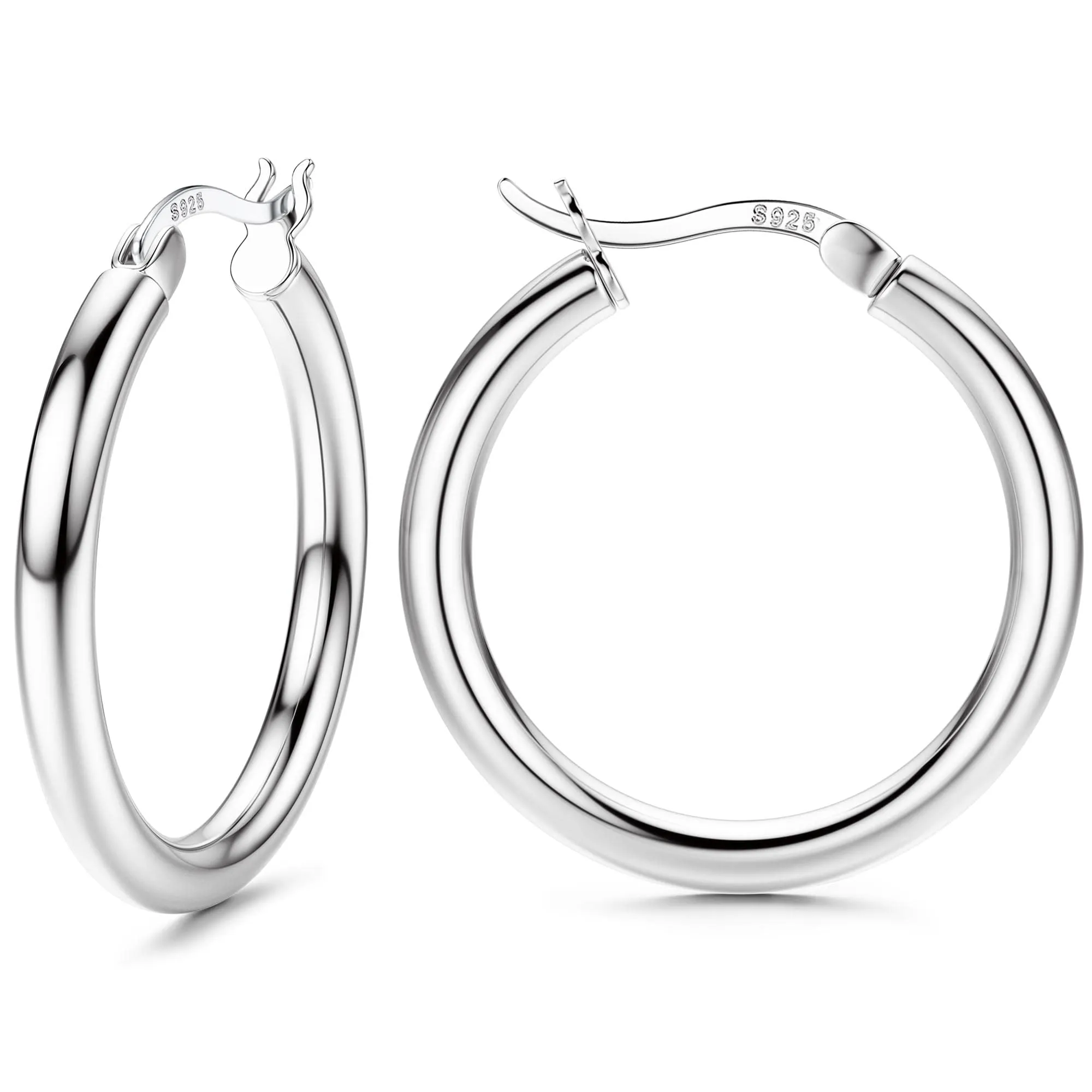 Chriscoco Orecchini a Cerchio con Perni in Argento 925 per Donna, 25 mm - immagine 1
