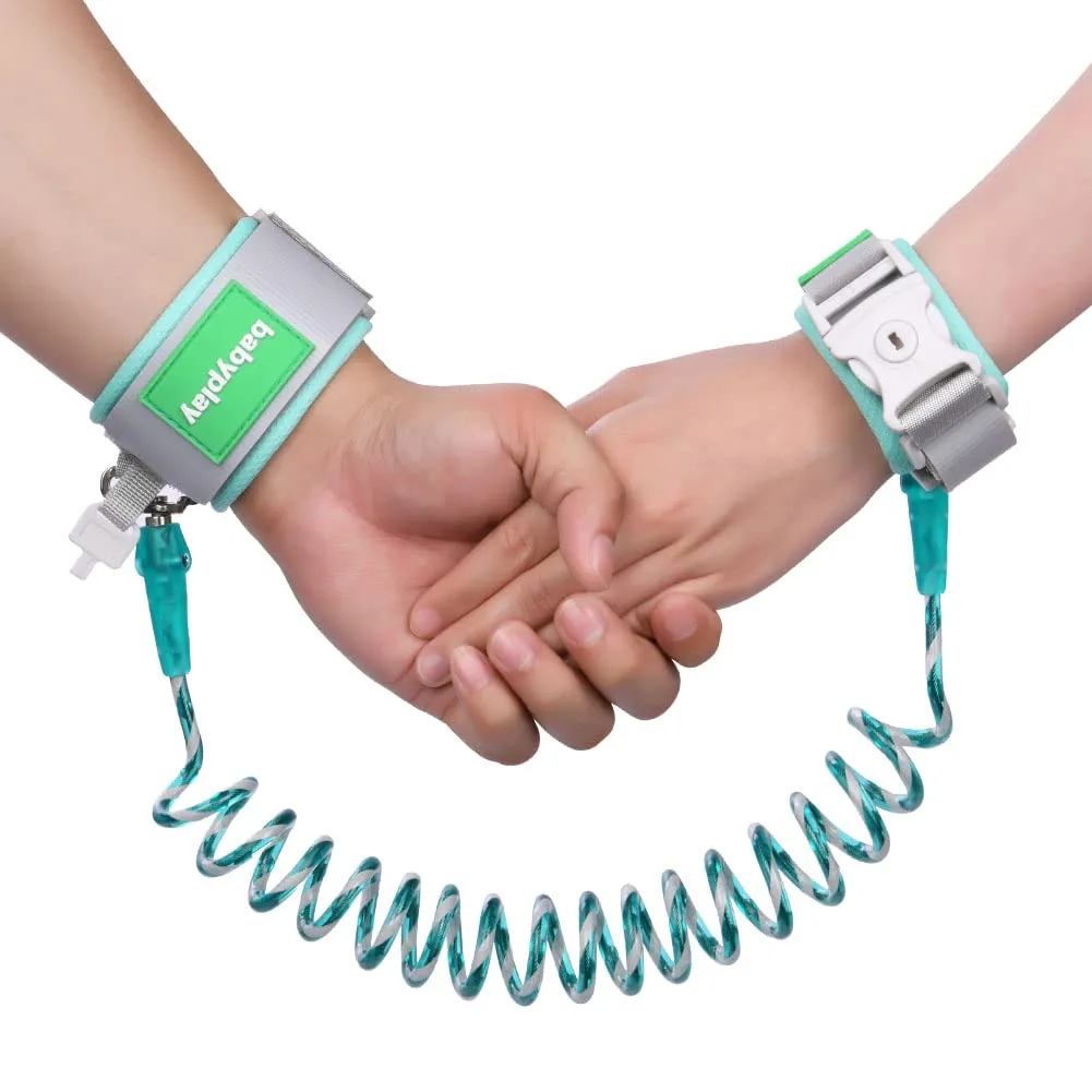 Aomig Bracciale di Sicurezza per Bambini, Guinzaglio da Polso Regolabile 1.5m, Riflettente e Girevole a 360°, Verde - immagine 1
