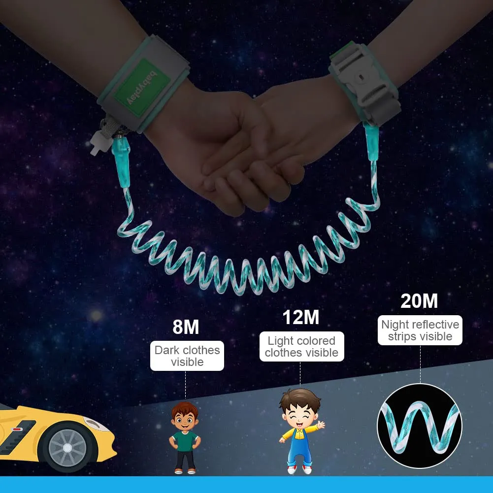 Aomig Bracciale di Sicurezza per Bambini, Guinzaglio da Polso Regolabile 1.5m, Riflettente e Girevole a 360°, Verde - immagine 4
