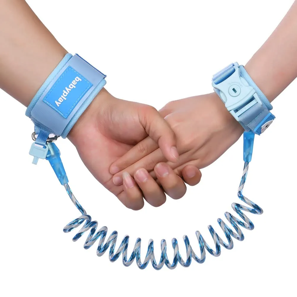 Aomig Bracciale Sicurezza Bambino, Guinzaglio Polso Riflettente Regolabile 1.5M, Anti-Perso con Rotazione 360°, Blu - immagine 1