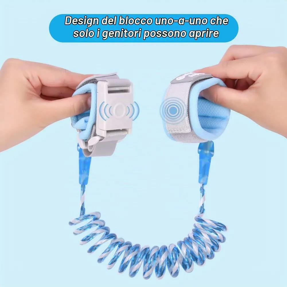 Aomig Bracciale Sicurezza Bambino Anti-Perso con Blocco del Sensore, 1.5M, Riflettente, Blu - immagine 4