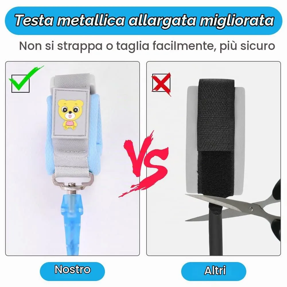 Aomig Bracciale Sicurezza Bambino Anti-Perso con Blocco del Sensore, 1.5M, Riflettente, Blu - immagine 5