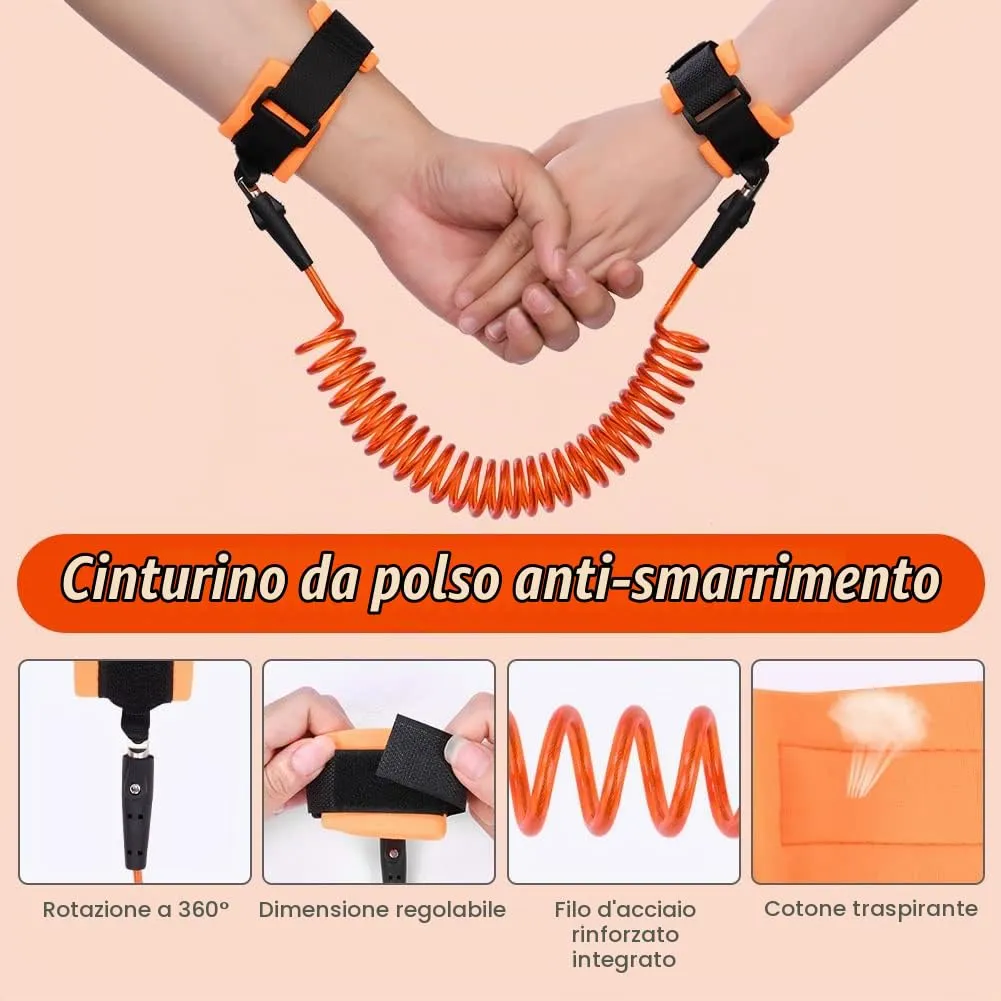 Aomig Bracciale di Sicurezza Anti-smarrimento per Bambini, Guinzaglio da Polso 2.5M, Arancione - immagine 3