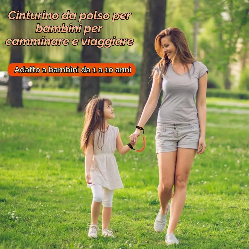 Aomig Bracciale di Sicurezza Anti-smarrimento per Bambini, Guinzaglio da Polso 2.5M, Arancione - immagine 7